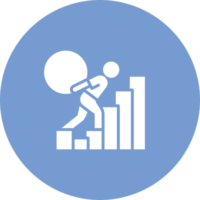 Person pushing sphere up bar graph.