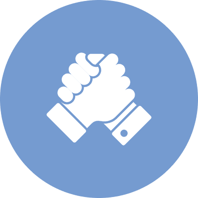 Two hands clasped in unity icon.